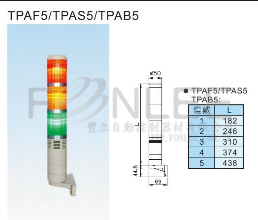 -**天得 50Ø1層側掛BZ警示 TPAB5LX1X