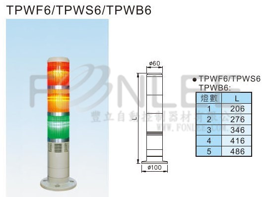-**天得 60Ø3層盤式BZ警示 TPWS6X3X
