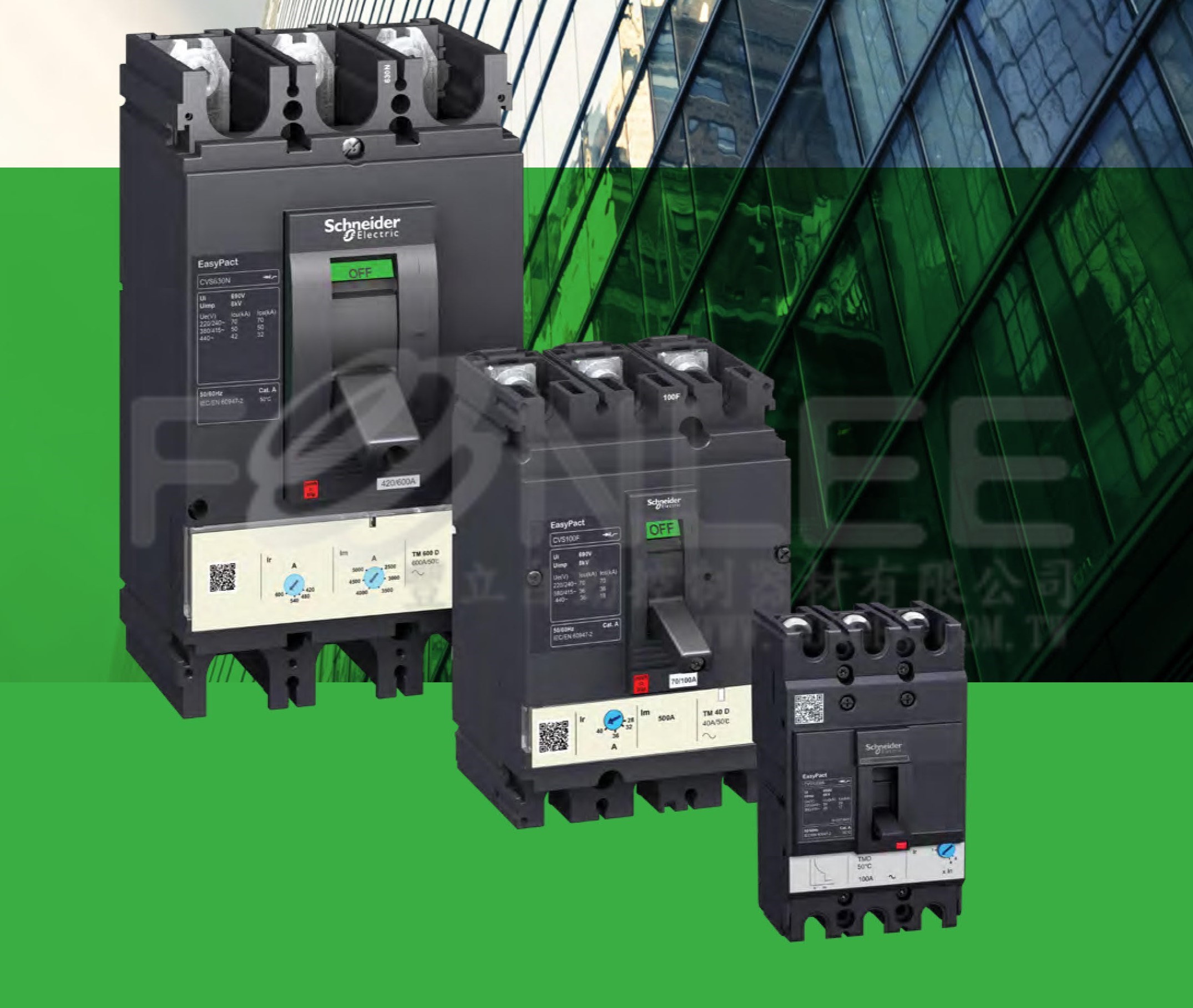 circuit breaker EasyPact CVS630N， 50 kA at 415 VAC， 600 A rating ...
