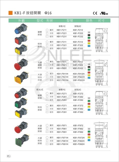 KB1-F812V/Z2 16&Oslash;緊急按鈕 2B